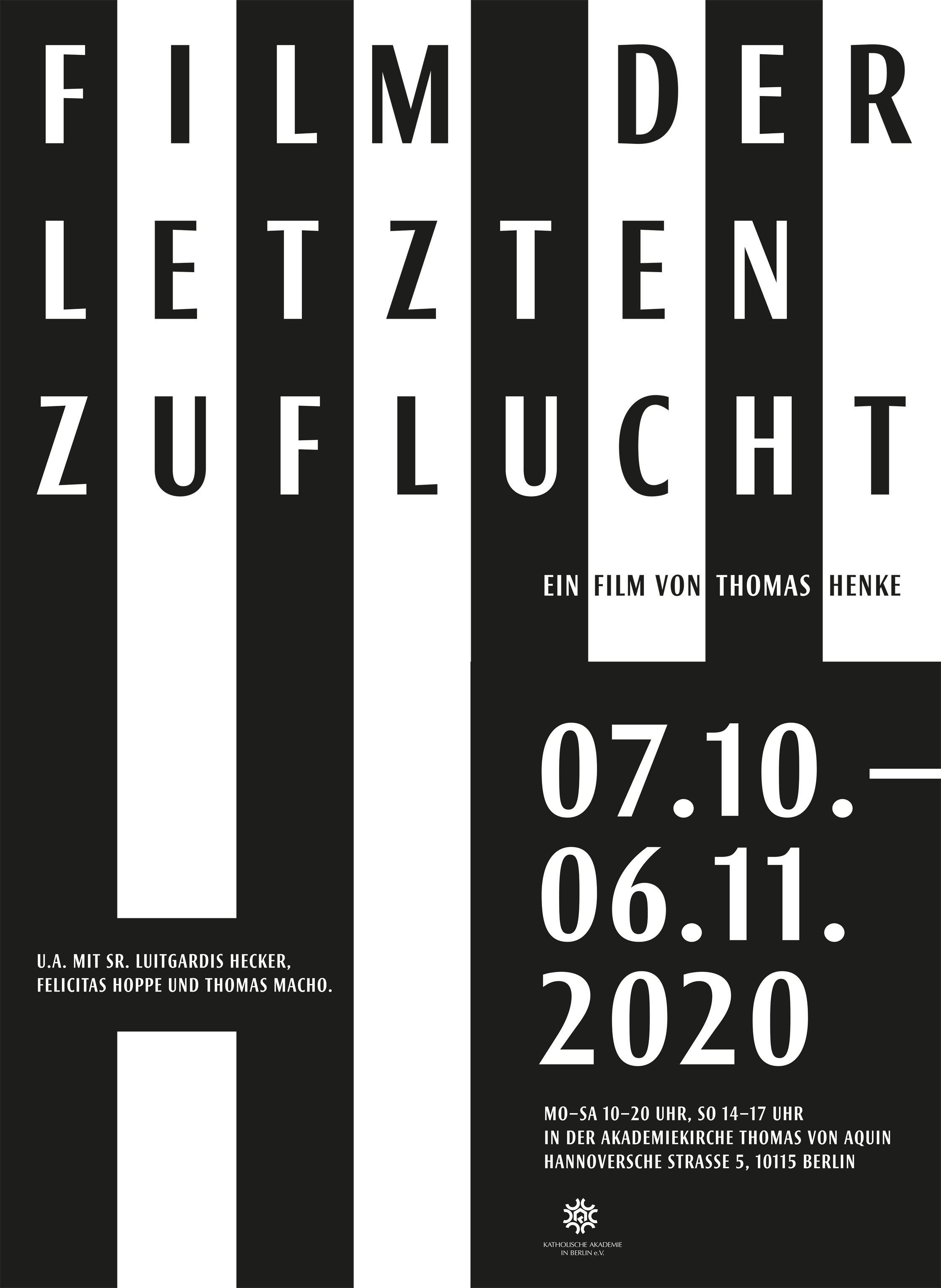 Film der letzten Zuflucht - Installation des Films vom 7.10. bis 6.11.2020